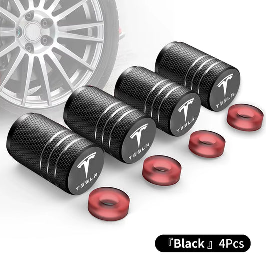 Premium Aluminum Alloy Tire Valve Caps for Tesla Models - Durable and Stylish Protection