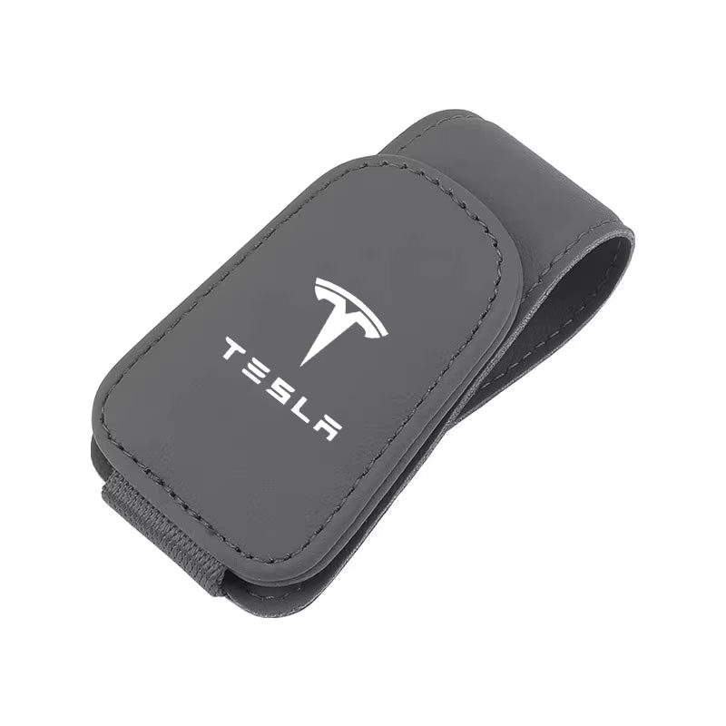 Premium Suede Leather Car Auto Sun Visor Glasses Holder for Tesla