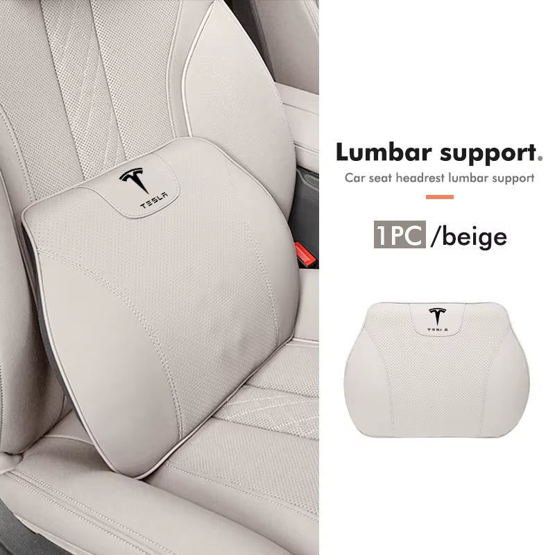 Premium Napa Leather Headrest and Lumbar Support for Enhanced Driving Comfort