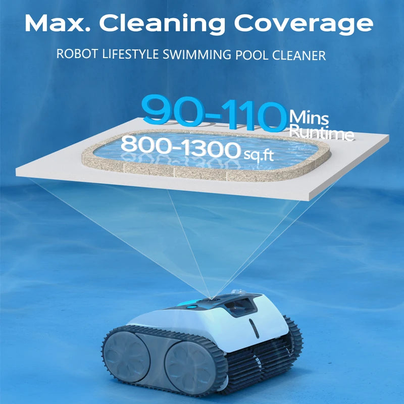 Advanced Cordless Robot Pool Vacuum Cleaner with Rechargeable 8600mAh Lithium Battery and Intelligent Route Planning