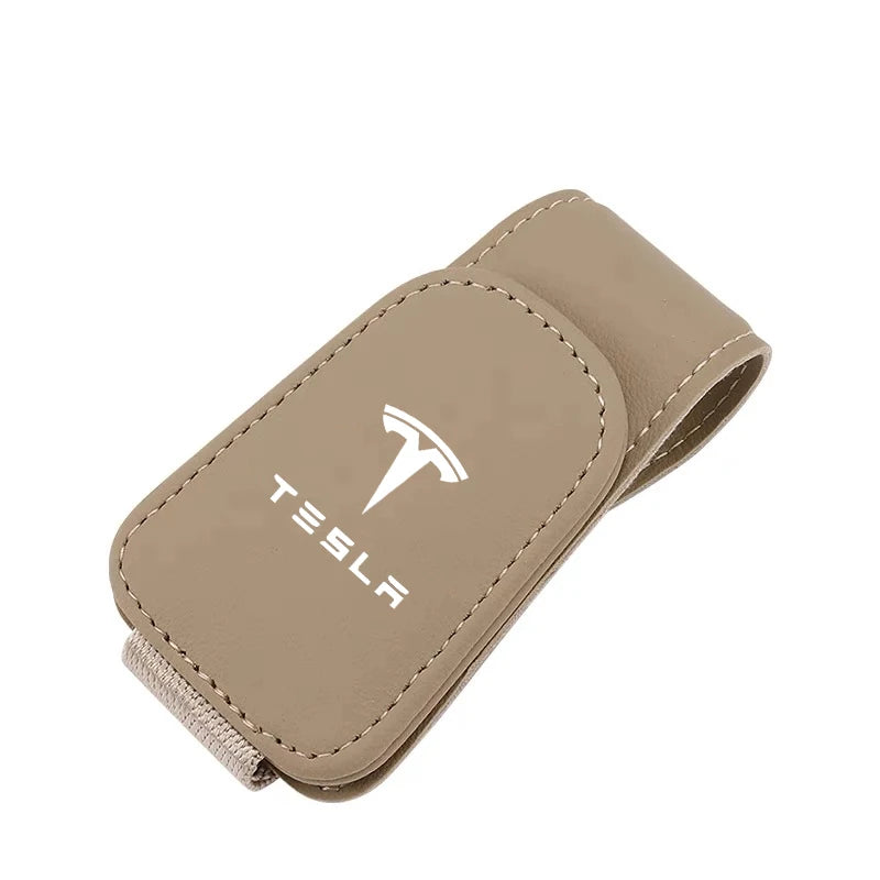 Premium Suede Leather Car Auto Sun Visor Glasses Holder for Tesla