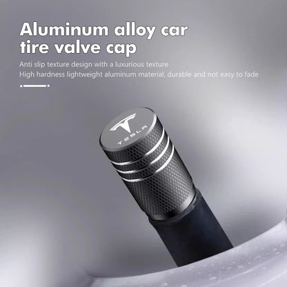 Premium Aluminum Alloy Tire Valve Caps for Tesla Models - Durable and Stylish Protection