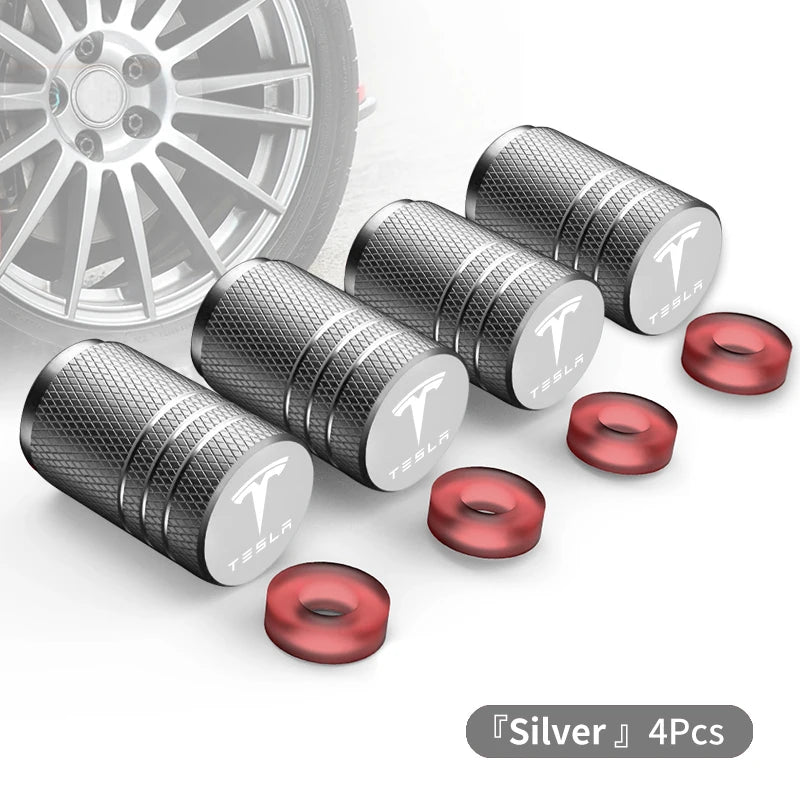 Premium Aluminum Alloy Tire Valve Caps for Tesla Models - Durable and Stylish Protection