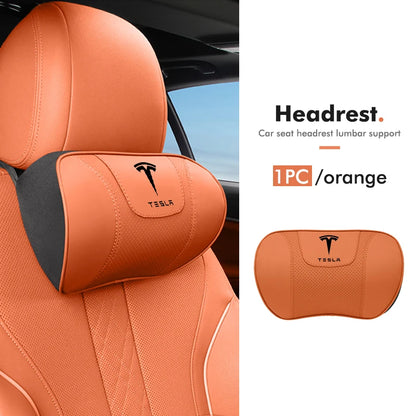 Premium Napa Leather Headrest and Lumbar Support for Enhanced Driving Comfort