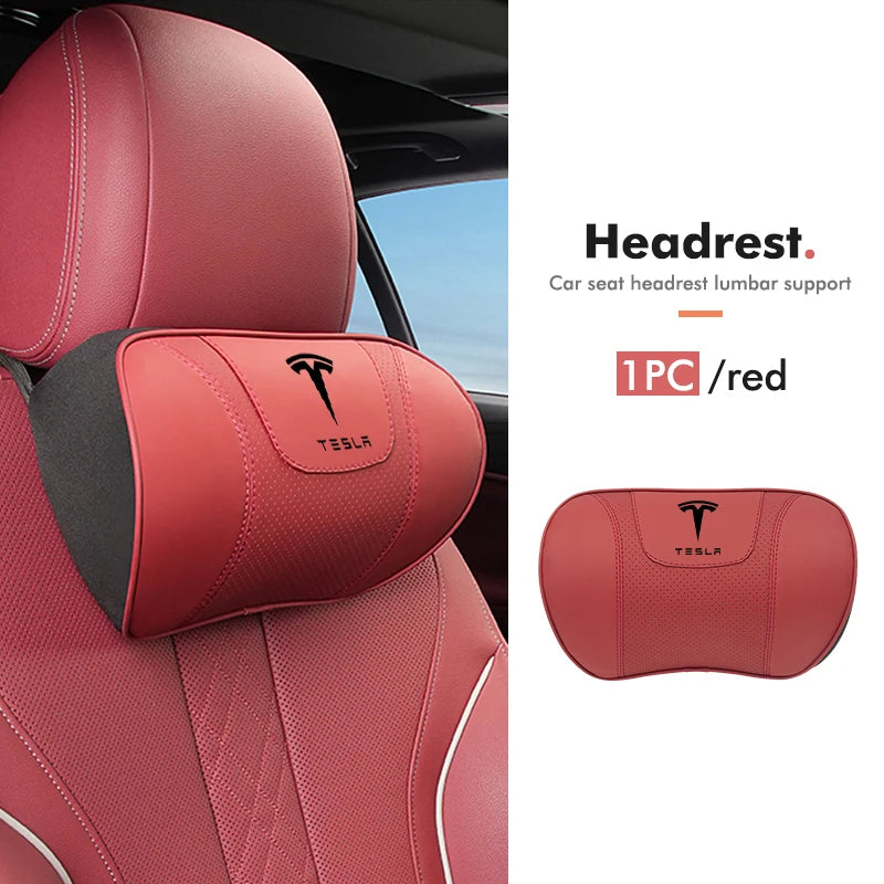 Premium Napa Leather Headrest and Lumbar Support for Enhanced Driving Comfort