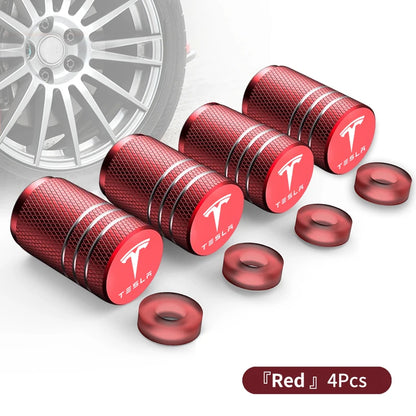 Premium Aluminum Alloy Tire Valve Caps for Tesla Models - Durable and Stylish Protection