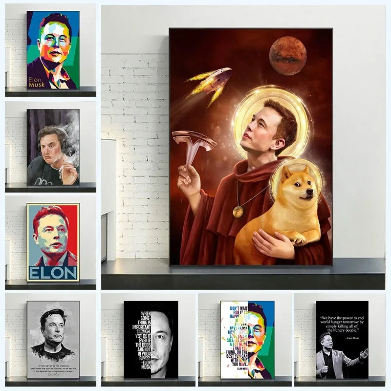 Stunning Modern Art Canvas Print of Elon Musk - A Unique Touch to Your Home Decor