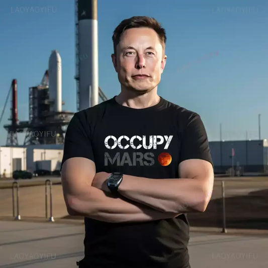 Join Elon Musk on a Cosmic Adventure with Our Occupy Mars T-Shirt!