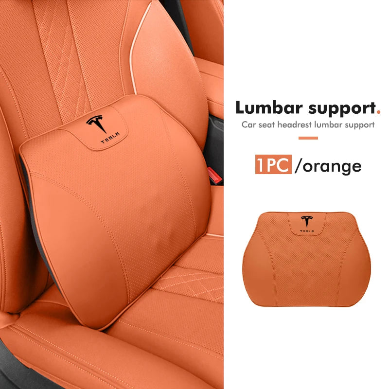 Premium Napa Leather Headrest and Lumbar Support for Enhanced Driving Comfort