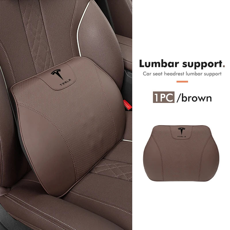 Premium Napa Leather Headrest and Lumbar Support for Enhanced Driving Comfort