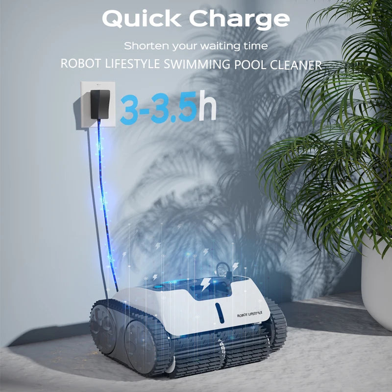 Advanced Cordless Robot Pool Vacuum Cleaner with Rechargeable 8600mAh Lithium Battery and Intelligent Route Planning