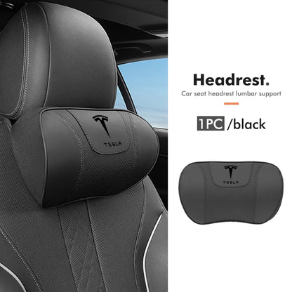 Premium Napa Leather Headrest and Lumbar Support for Enhanced Driving Comfort