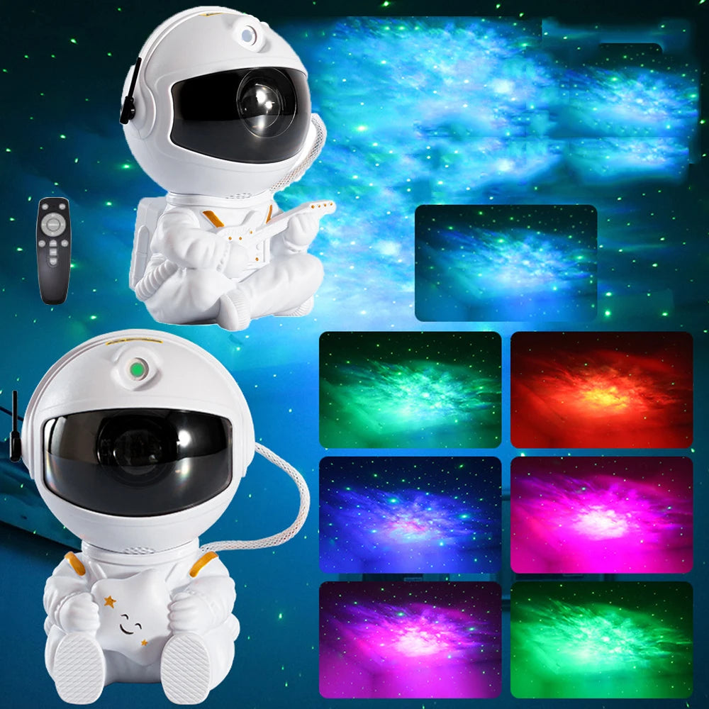 Transform Your Space with the Remote Control Astronaut Projector Night Light - 360° Rotating Colorful Atmosphere Lamp!