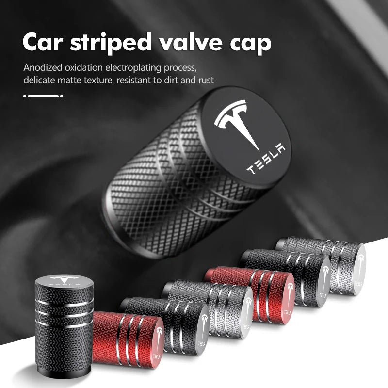 Premium Aluminum Alloy Tire Valve Caps for Tesla Models - Durable and Stylish Protection